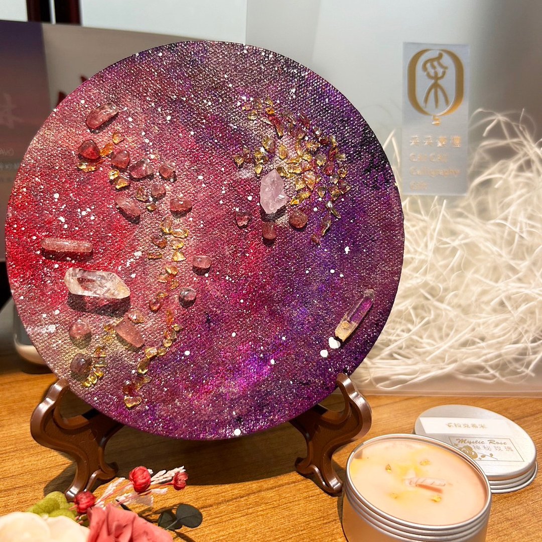 智慧女神 雅典娜 - 星空金箔水晶能量画 满月满愿 水晶祝福礼 - 摆饰 - 水晶 紫色