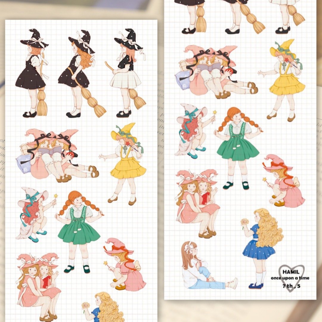 once upon a time 7 ver5 PET (hamil) 复古女孩仕女角色贴纸 - 贴纸 - 纸 多色