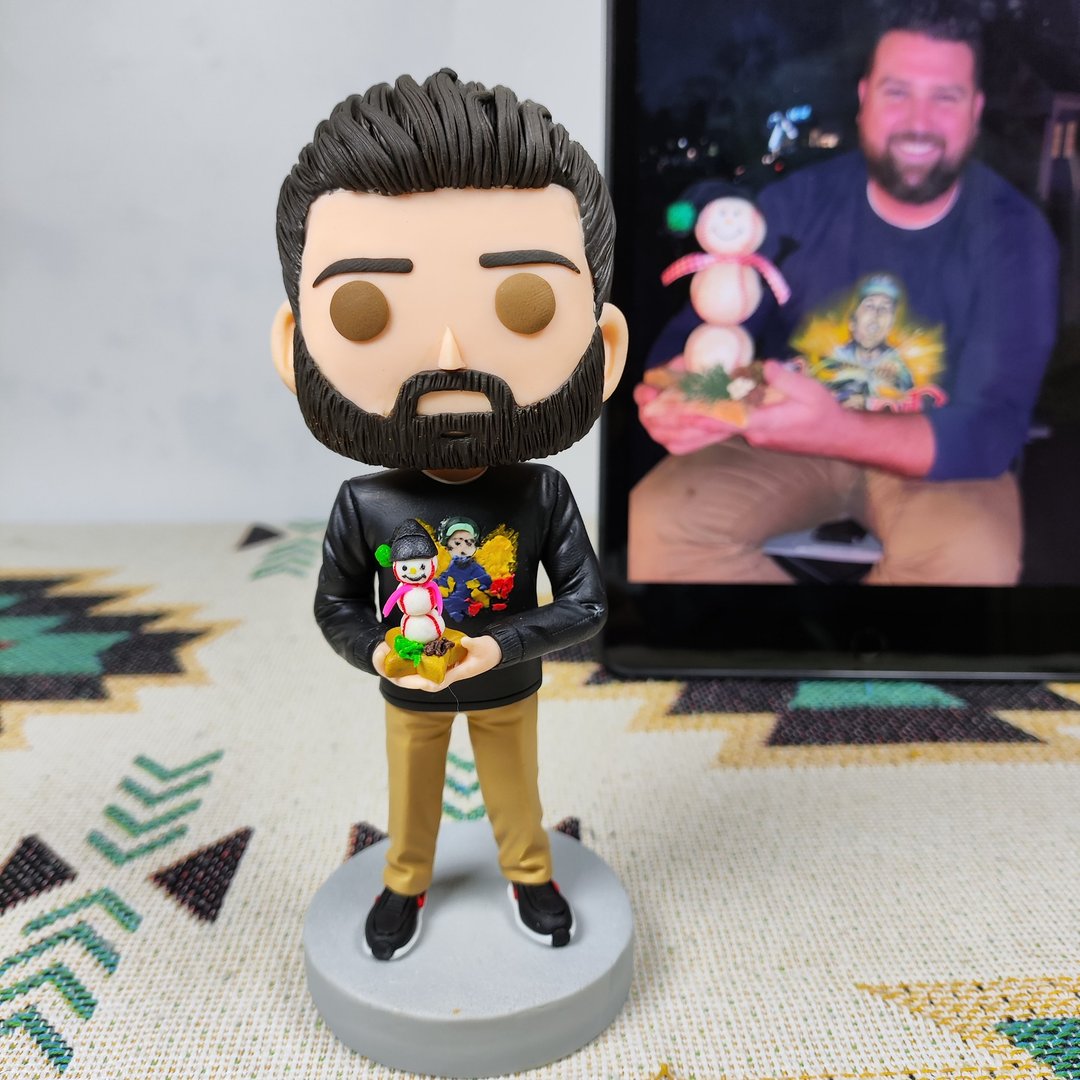 纯手工定制美国Funko Pop 自画肖像公仔娃娃男朋友老公生日礼物 - 玩偶/公仔 - 粘土 多色