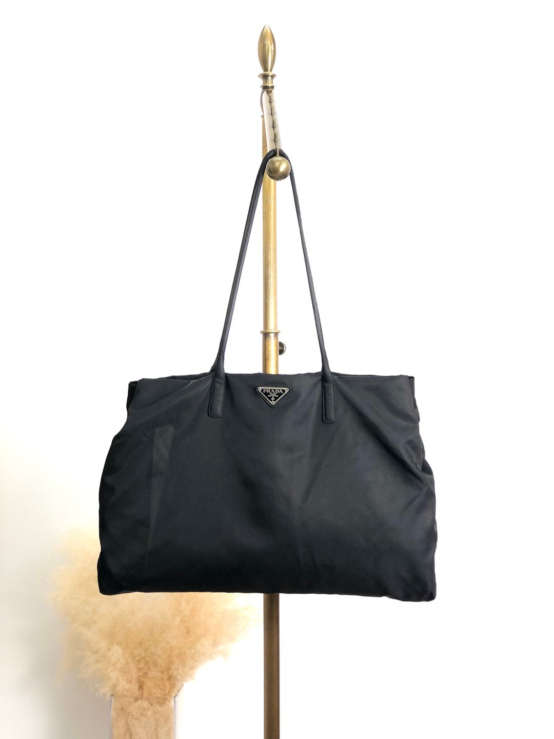 【 日本直送 名牌中古包 】PRADA 普拉达 托特包 黑色 三角标志 尼龙 vintage 古着 m8ccmn - 手提包/手提袋 - 尼龙 黑色