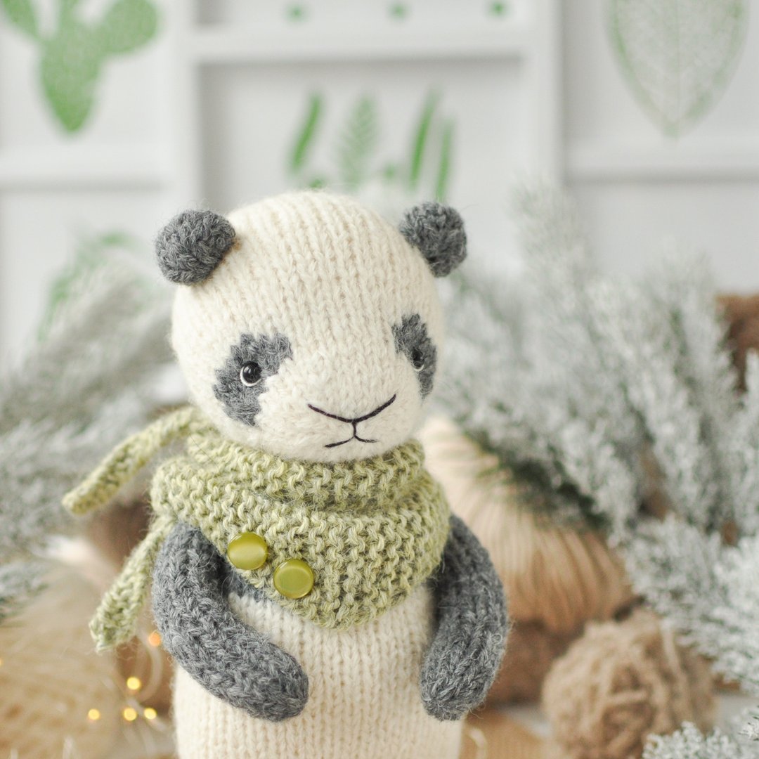 Panda bear knitting pattern, cute handmade panda toy, PDF Digital Download - 手工艺教程/工具书 - 其他材质 
