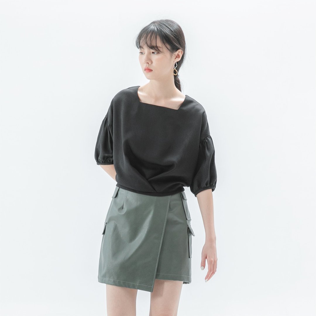 Era_时代褶片裙_20SF250_灰绿 - 裙子 - 聚酯纤维 绿色
