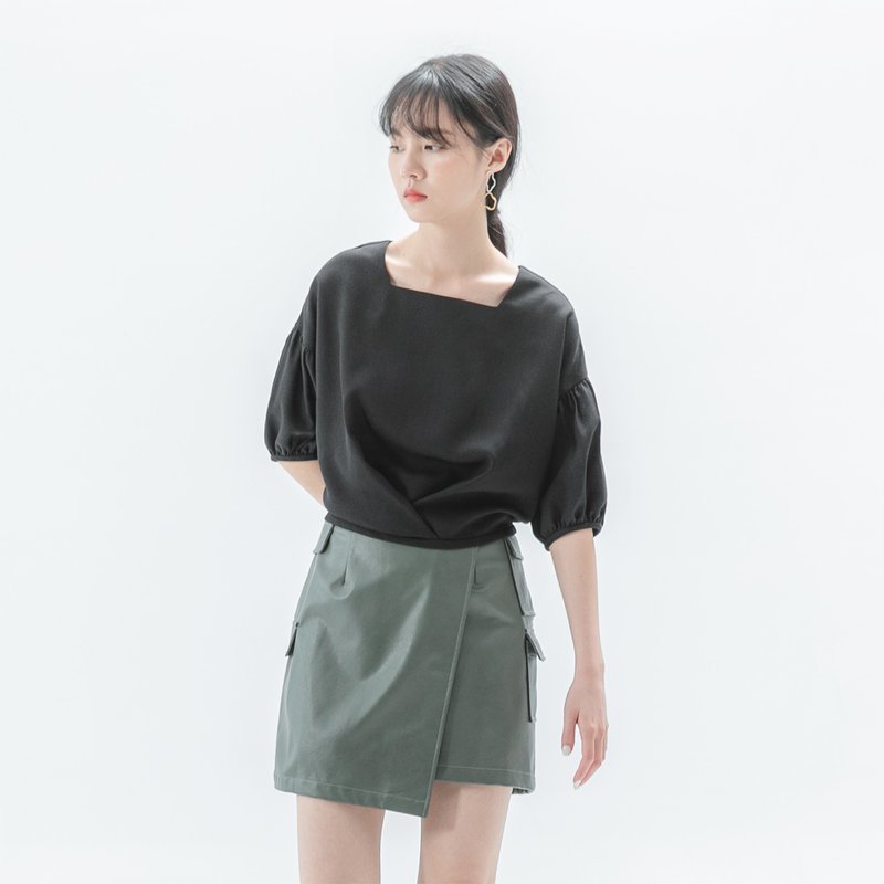 Era_时代褶片裙_20SF250_灰绿 - 裙子 - 聚酯纤维 绿色