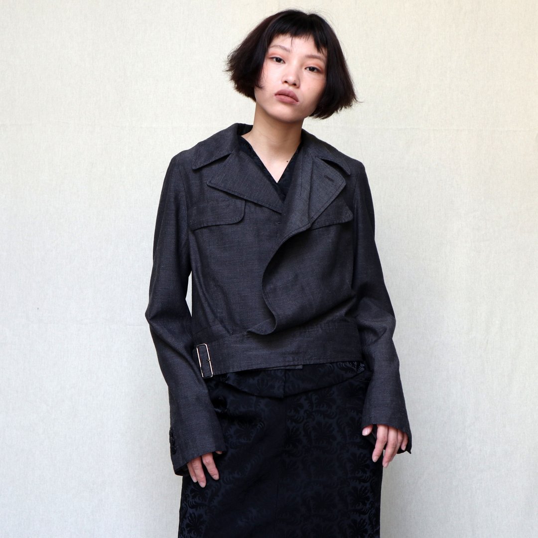 南瓜Vintage。古着 Comme Des Garcons 川久保玲 灰黑 系带 外套 - 女装休闲/机能外套 - 羊毛 灰色