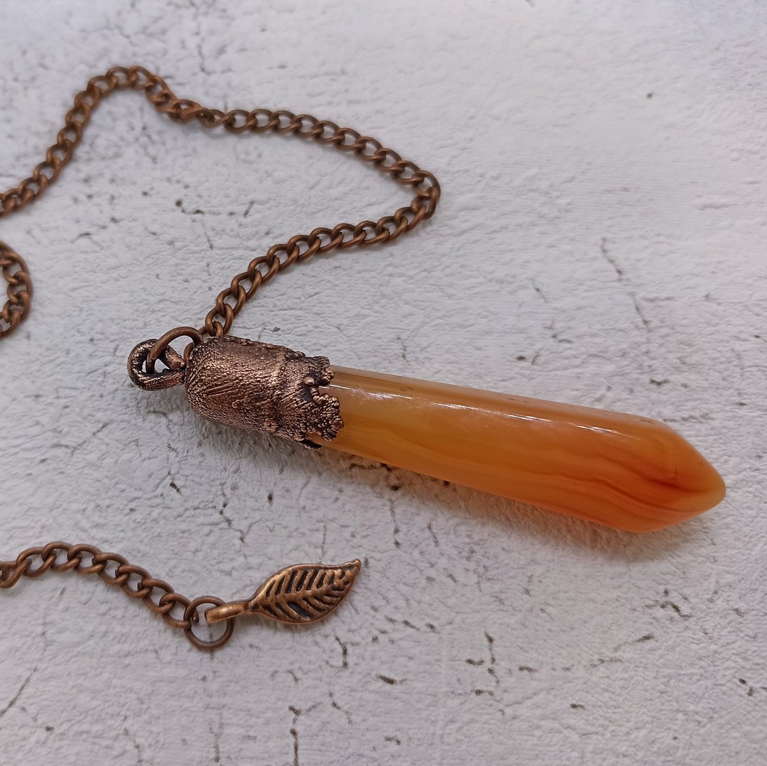 Carnelian pendulum necklace electroformed / Carnelian jewelry / Dowsing - 项链 - 宝石 橘色