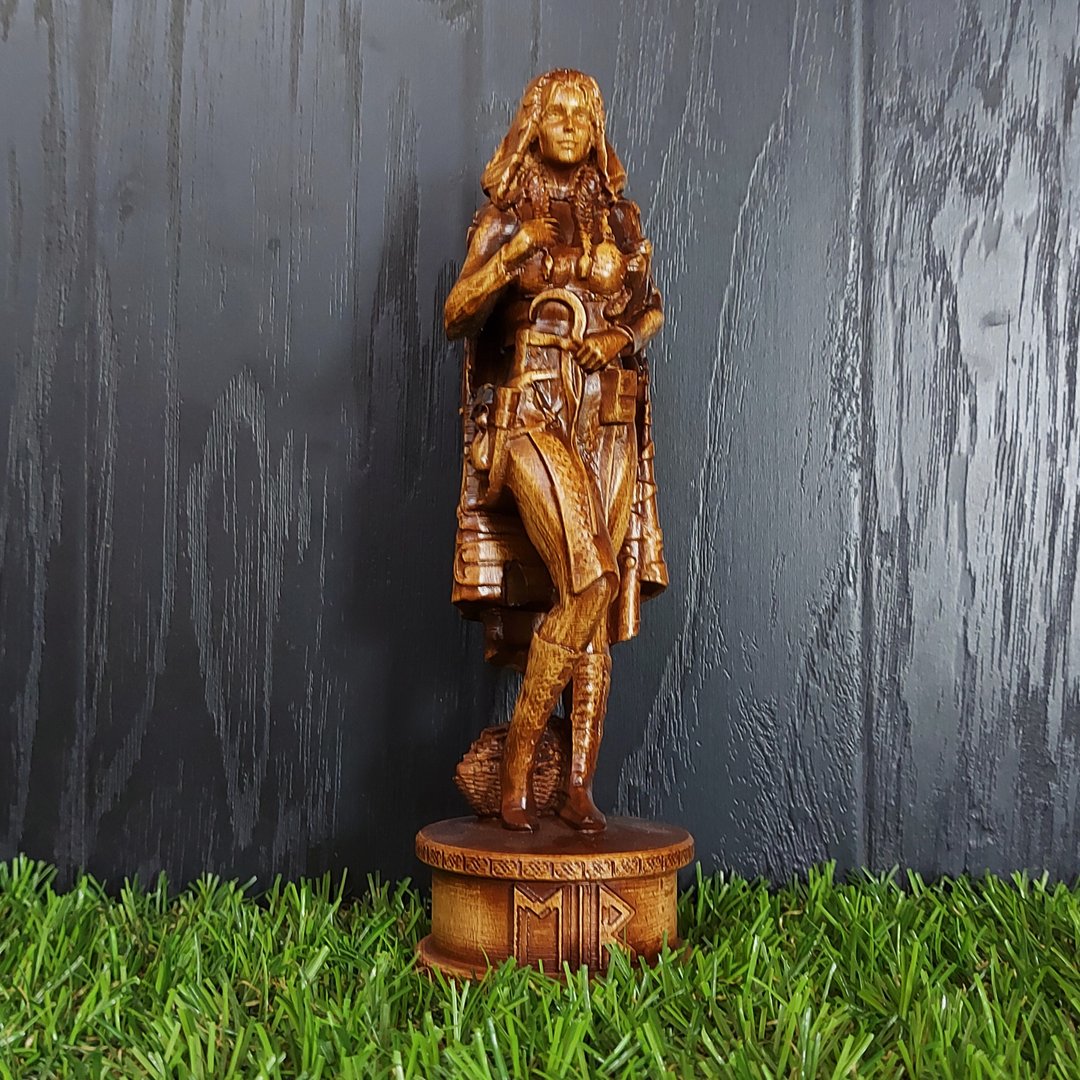 Statue of Viking Eyre, pagan god of the pagans, home altar of Asatru - 玩偶/公仔 - 木头 多色