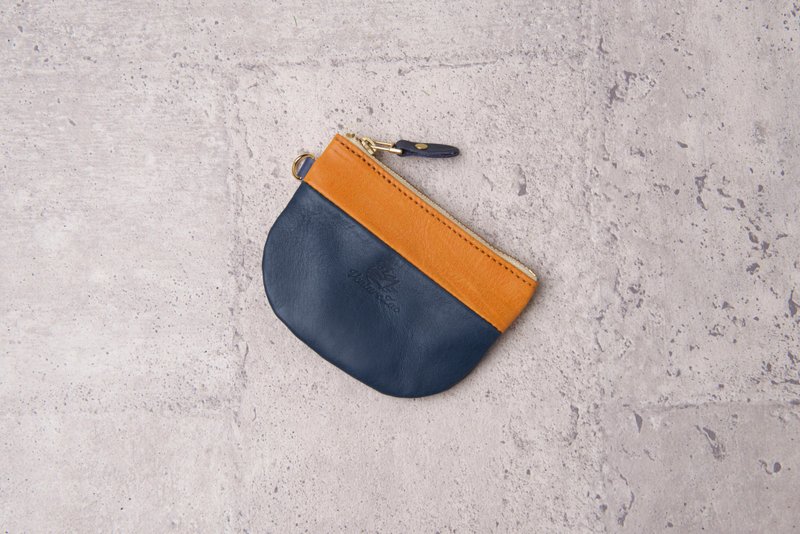 拼色半圆钱包 Semicircle Coin Purse / 蓝色 Navy - 零钱包 - 真皮 蓝色