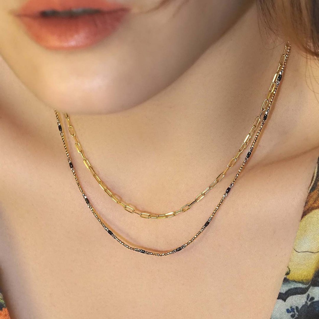 The Mini Link Chain Necklace | 意大利链 | 18K 黄金 - 项链 - 贵金属 金色