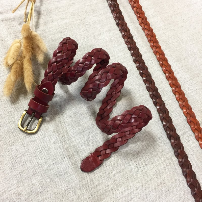 职人手编设计 四股编织工法 真皮皮带 编织皮带 腰带 - 宽度20mm - 皮带/腰带 - 真皮 