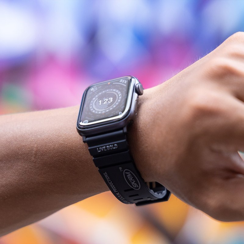 Apple Watch 42/44/45/46/49mm Shokku 街头款硅胶表带-黑色 - 表带 - 塑料 黑色