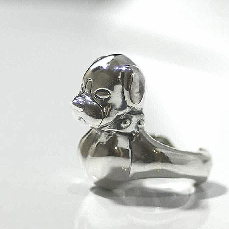 Puppy Portrait Ring - 戒指 - 其他金属 银色