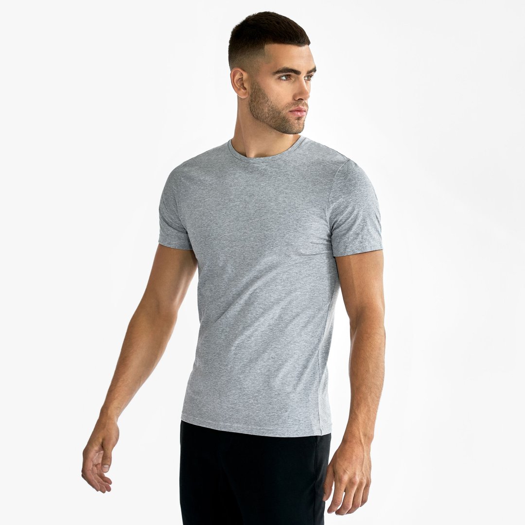 北欧极简 - 贴身经典有机棉圆领T恤 / 素T / T-shirt 男 (灰) - 男装上衣/T 恤 - 棉 灰色