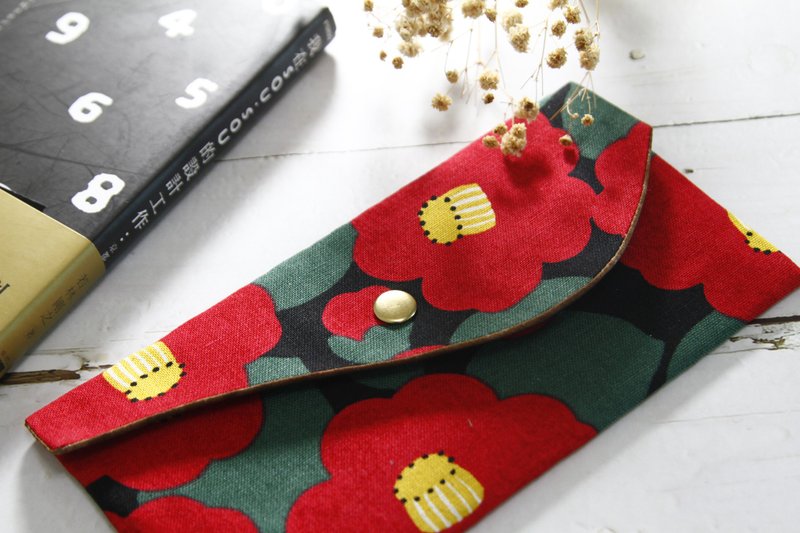 【Gi LAI】10*20Cm开运红包袋 存折袋-山茶花 - 皮夹/钱包 - 棉．麻 红色