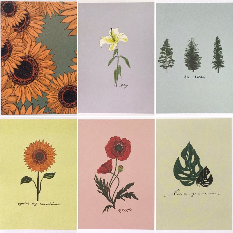 【植物图鉴】明信片珍藏组一套 (附牛皮信封) - 卡片/明信片 - 纸 
