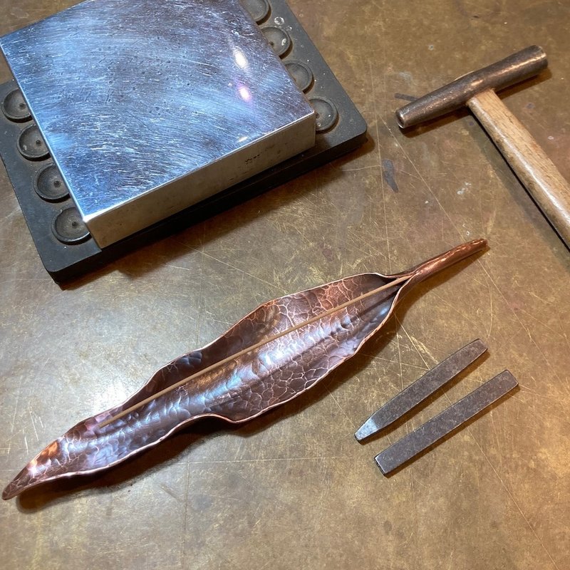 金属线香座/香道/薰香座/枯叶线香座A款特别版,背面可定制化打字 - 香薰/精油/线香 - 铜/黄铜 