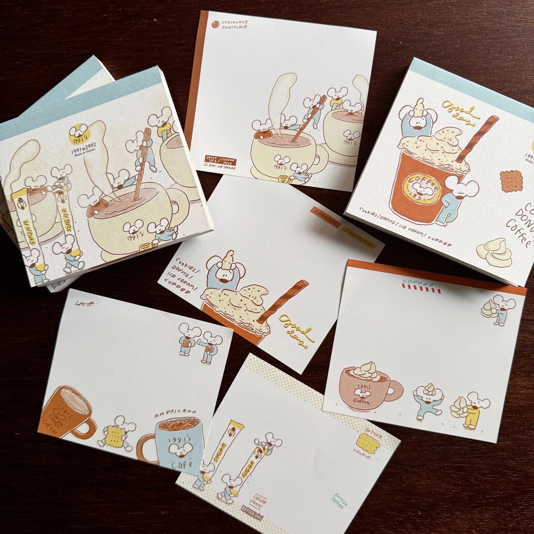 Café // Memo pad - 便条纸/标签贴 - 纸 白色