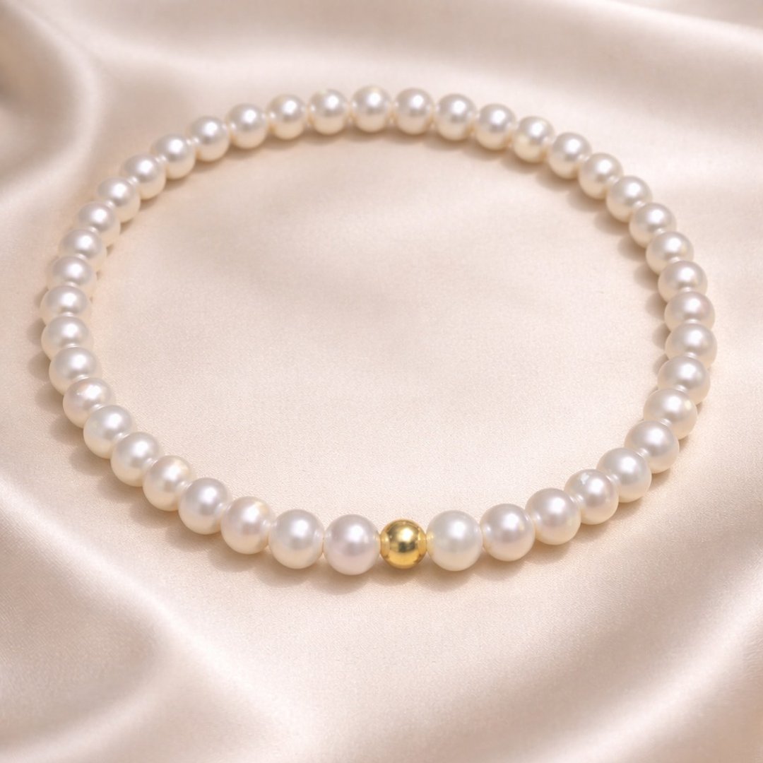 【母亲节礼盒】18K 金珠精品珍珠手串 质感礼品 - 手链/手环 - 珍珠 白色