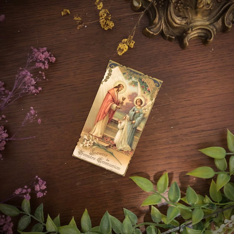 1900初 法国基督宗教近百年祈祷卡 - 卡片/明信片 - 纸 银色