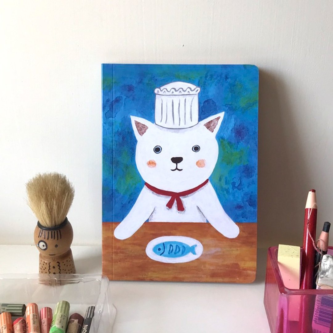 空白牛皮厚笔记本 ∣ 猫咪厨师 - 笔记本/手帐 - 纸 多色
