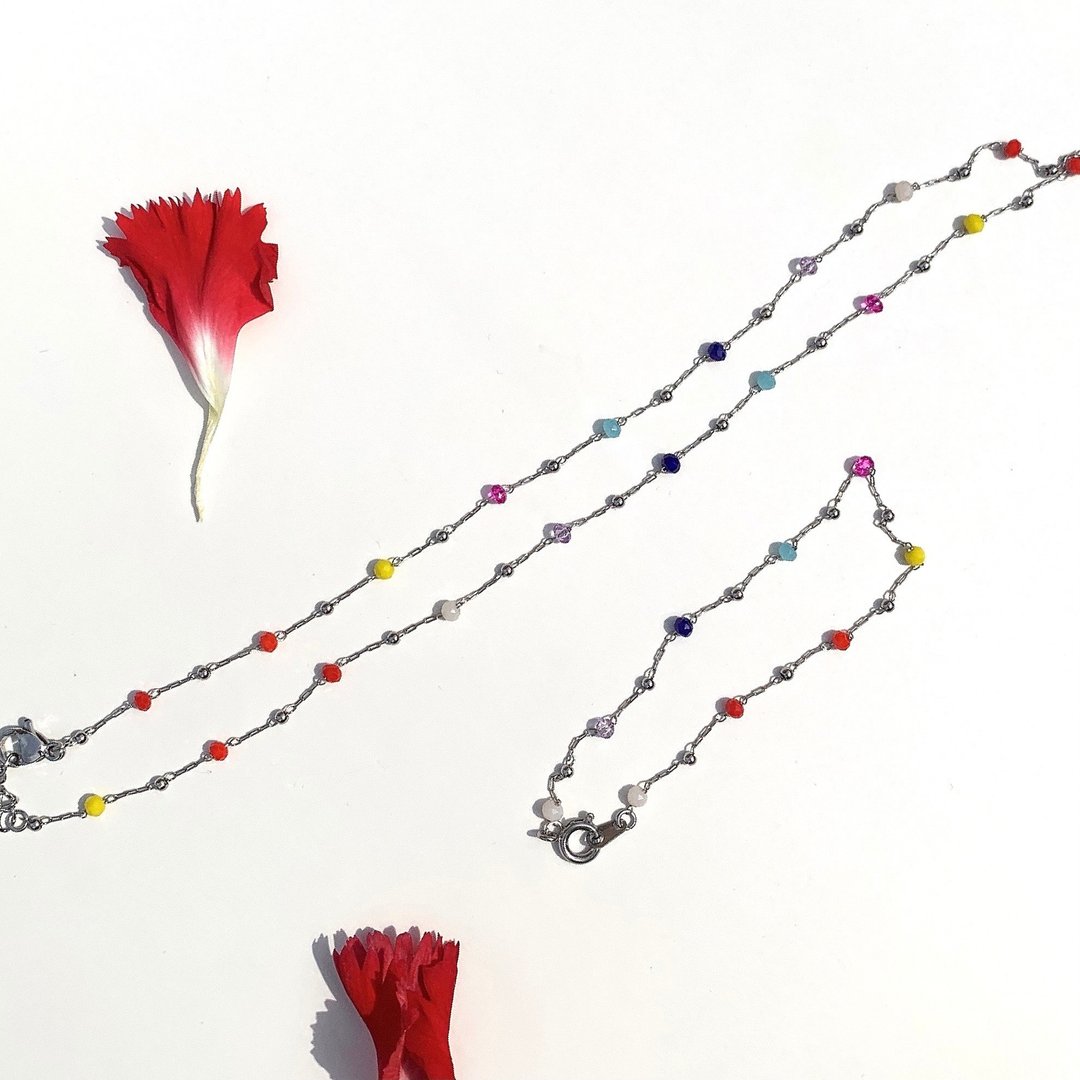 彩虹串珠手环/项链 Rainbow beads - 项链 - 压克力 多色