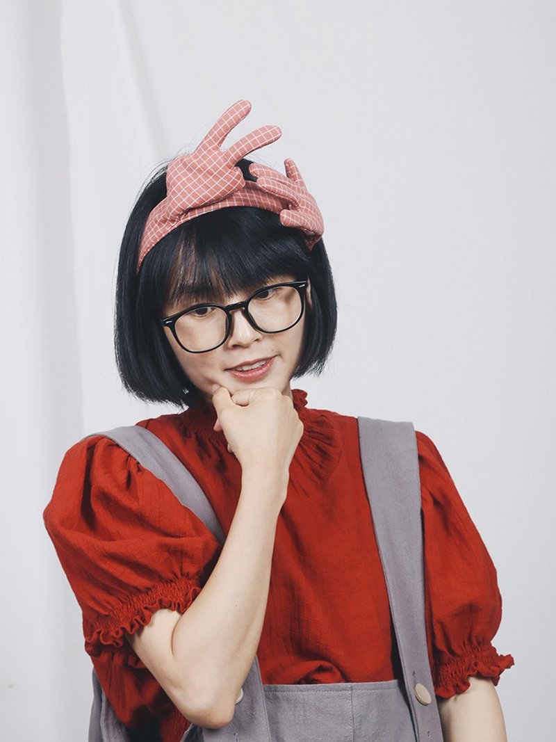 小手发带发箍两用束发带女百搭外出发圈 - 发饰 - 棉．麻 红色