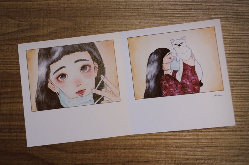 对猫咪过敏 正値她的过敏季 插画卡片 - 卡片/明信片 - 纸 