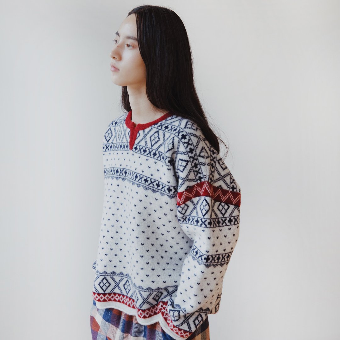 KOOW  劳伦斯 复古图案圣诞氛围感羊驼混纺提花毛衣 - 女装针织衫/毛衣 - 羊毛 
