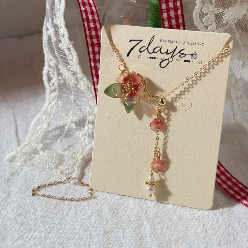 初见春芽 - 项链 / 水晶花饰品 / 手作饰品 - 项链 - 树脂 粉红色