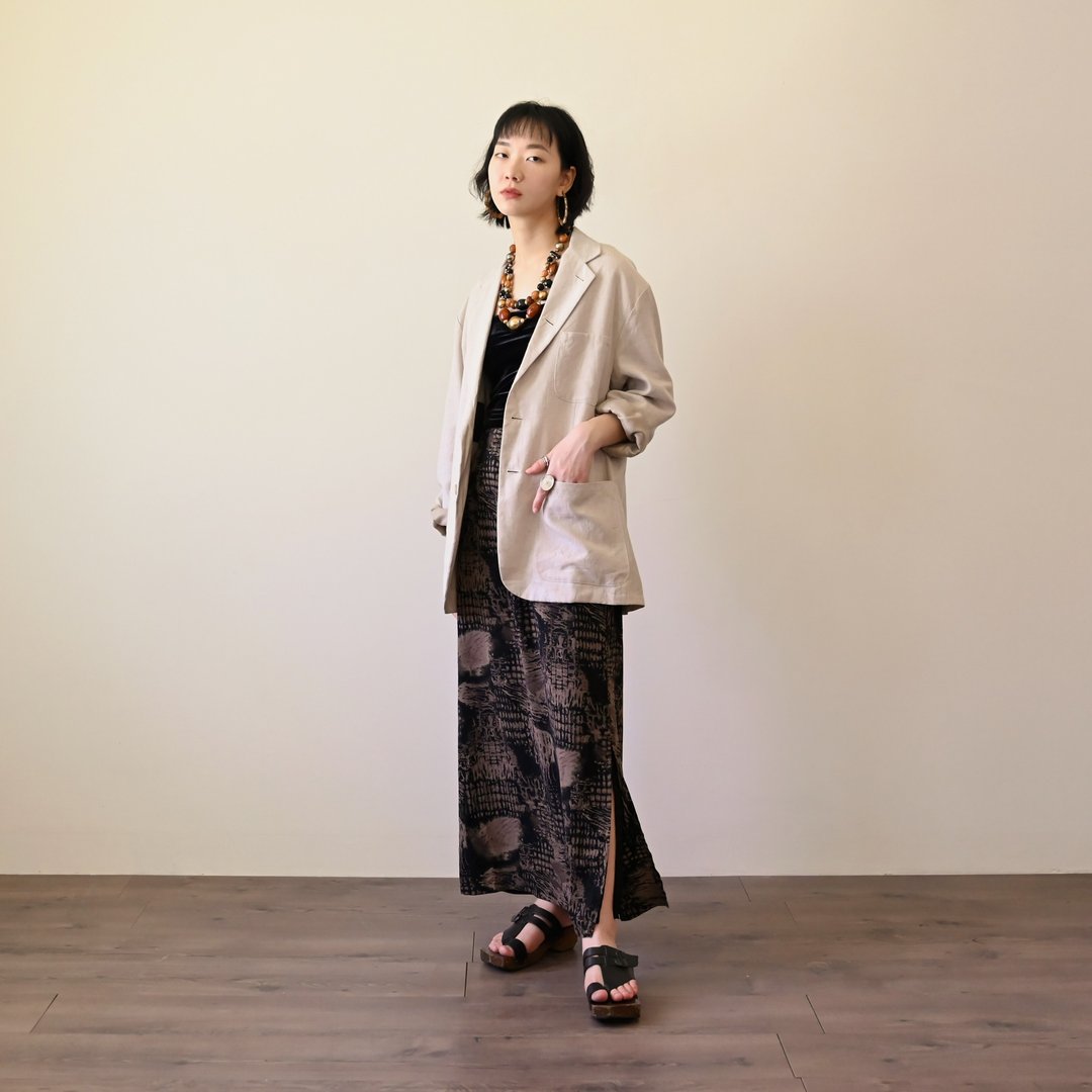 【NaSuBi Vintage】麻质面料古着西装外套 - 女装西装外套/风衣 - 棉 