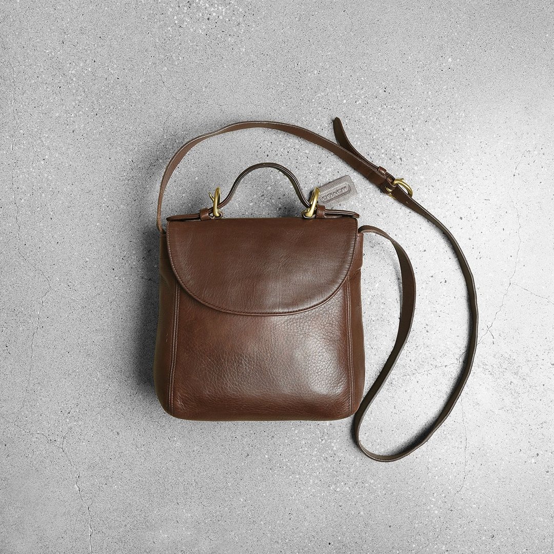 Coach 古董斜肩包 / Vintage 古着 - 侧背包/斜挎包 - 真皮 咖啡色
