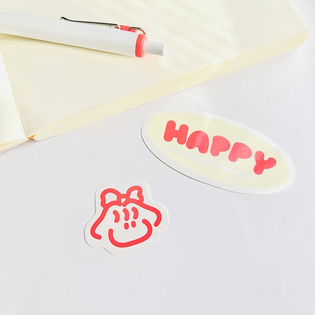 贴纸两入组 HAPPY 女孩 - 贴纸 - 纸 