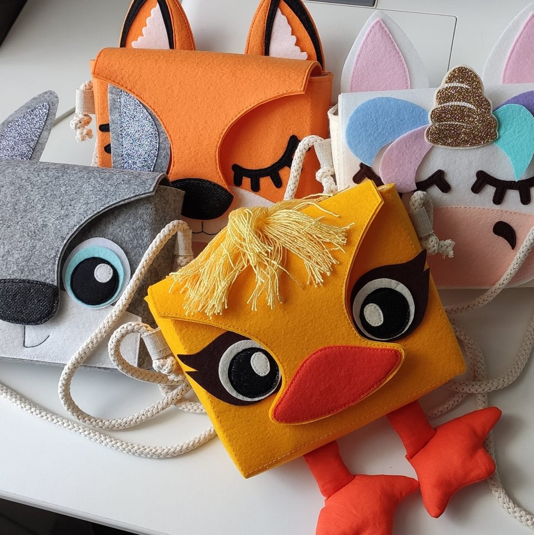 Adorable Animal-Shaped Textile Bags for Kids, children's bags made of felt - 背包/袋子 - 其他材质 多色