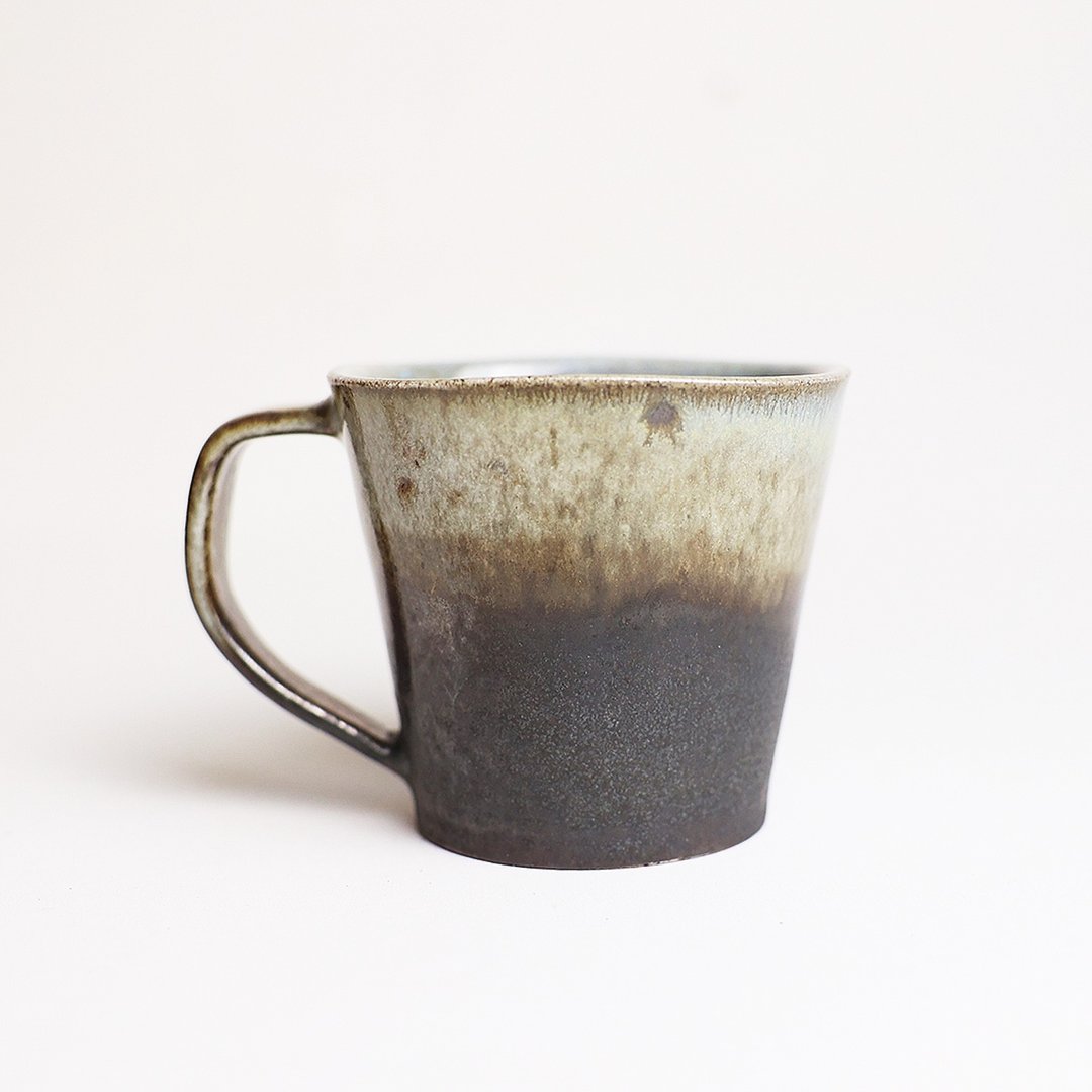 明芽窑 l 柴烧灰釉古铜铁斑 咖啡杯 茶杯 把杯 杯子 陶杯 H7 - 咖啡杯/马克杯 - 陶 灰色