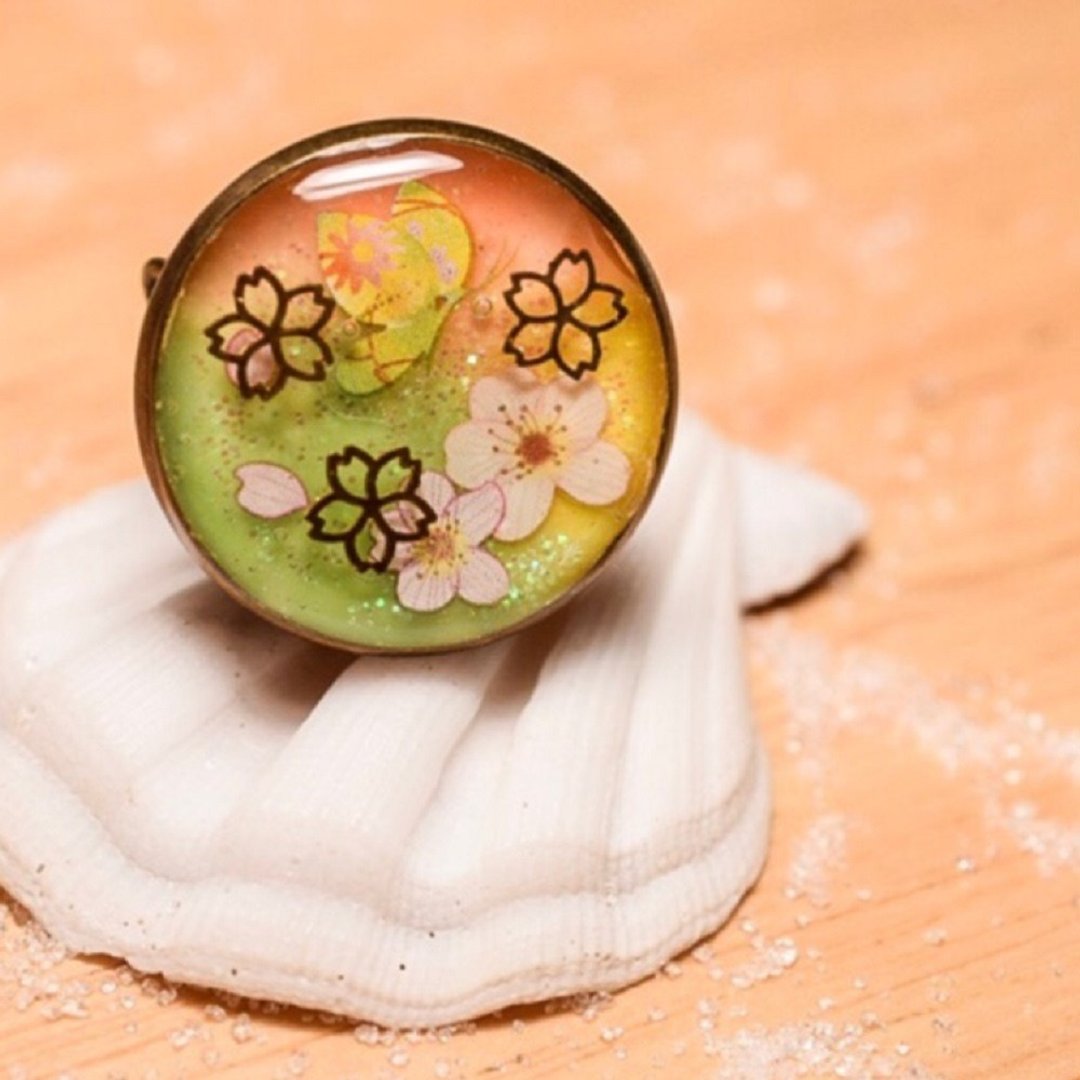 Beauty Sakura (Cherry Blossom) Ring !! - 戒指 - 其他金属 橘色