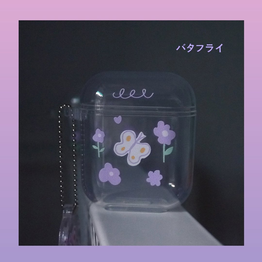 Airpods1/耳机保护套透明软壳picnicplan原创设计紫色花朵蝴蝶 - 耳机收纳 - 环保材料 透明