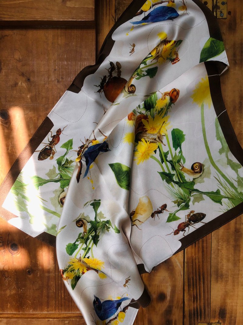 从女呙声-水彩设计印花- 真丝丝巾 - 丝巾 - 丝．绢 卡其色