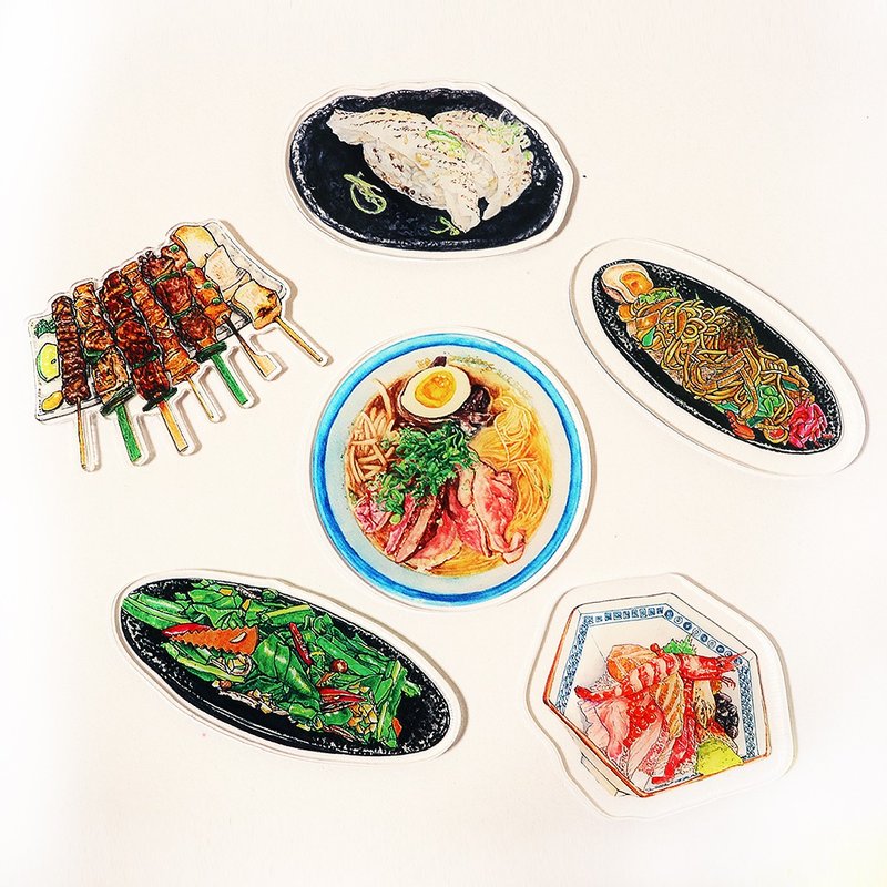 【日式料理系列】手绘美食压克力磁铁/冰箱贴/强力磁铁 - 冰箱贴/磁贴 - 塑料 黑色