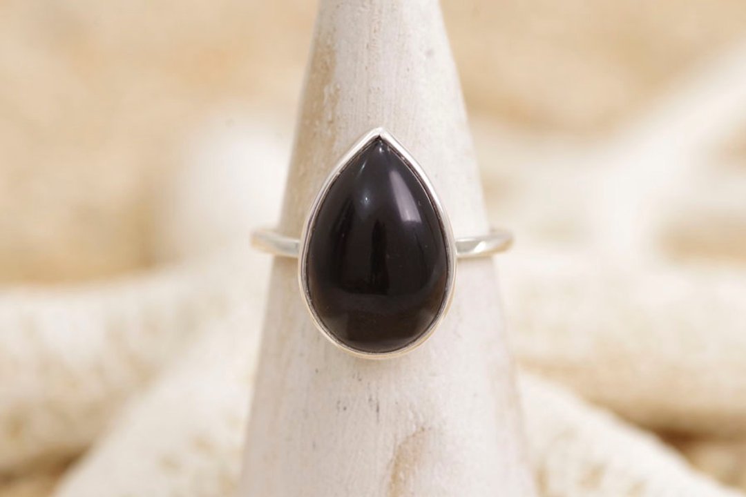 Onyx Silver ring - 戒指 - 石头 黑色