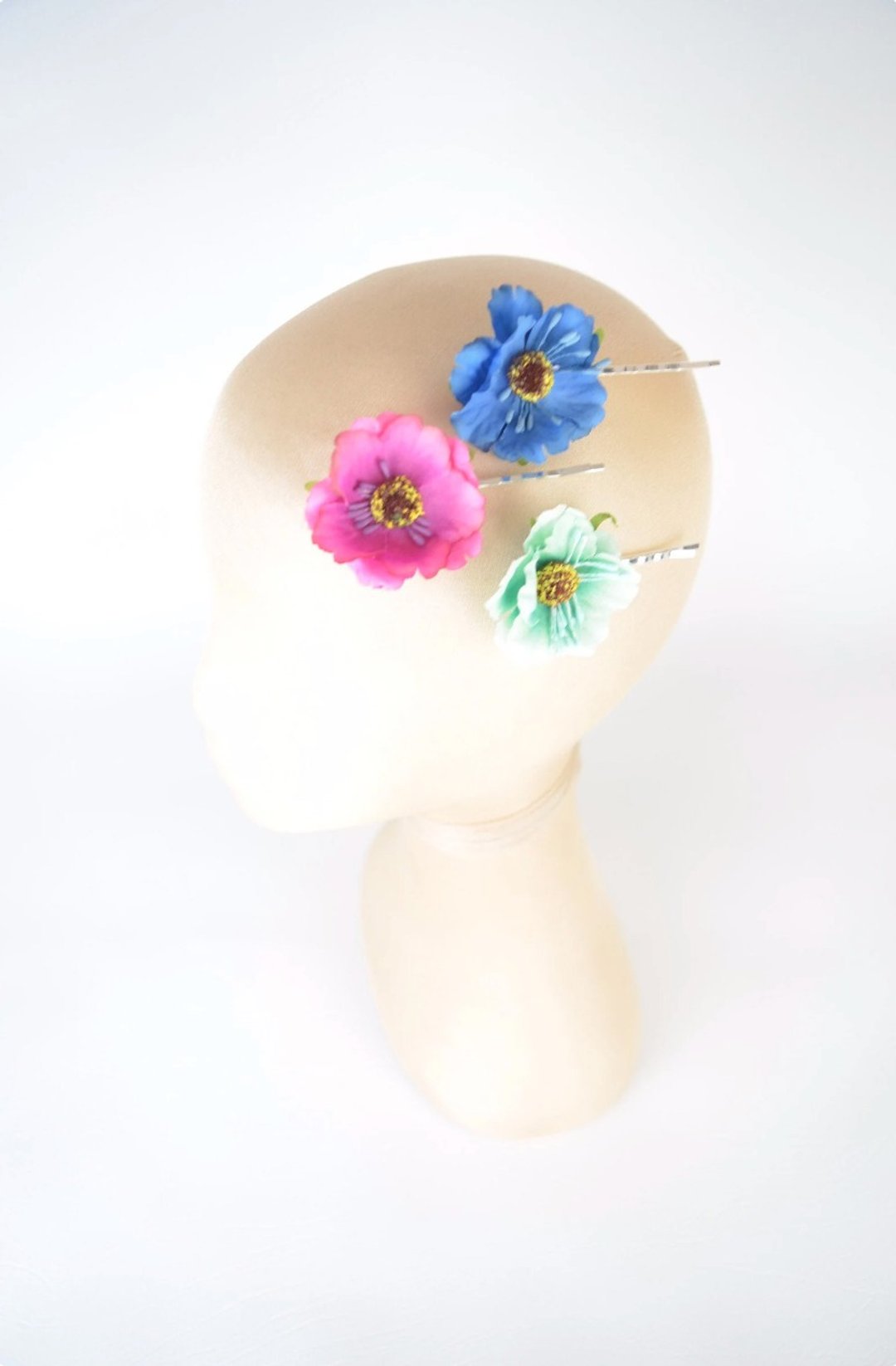 发夹组 三入 粉色 薄荷蓝 花朵 可爱 精灵系 日系 童装 时尚 - 发饰 - 其他材质 多色