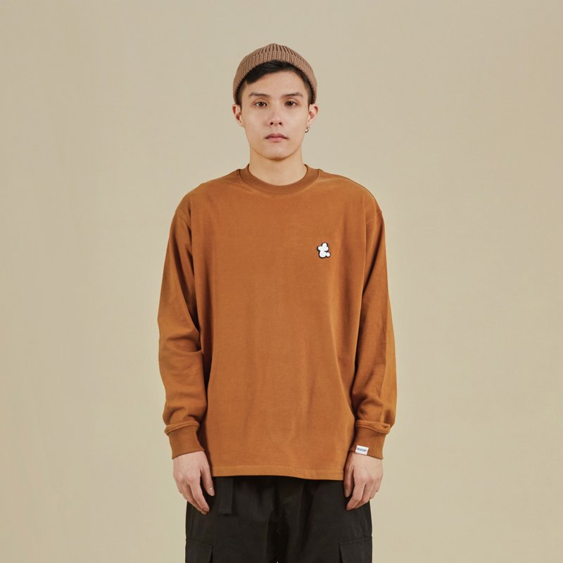 THREADESIGN 定番 t.徽章简约休闲宽松圆领长袖T恤 - 中性连帽卫衣/T 恤 - 棉．麻 白色