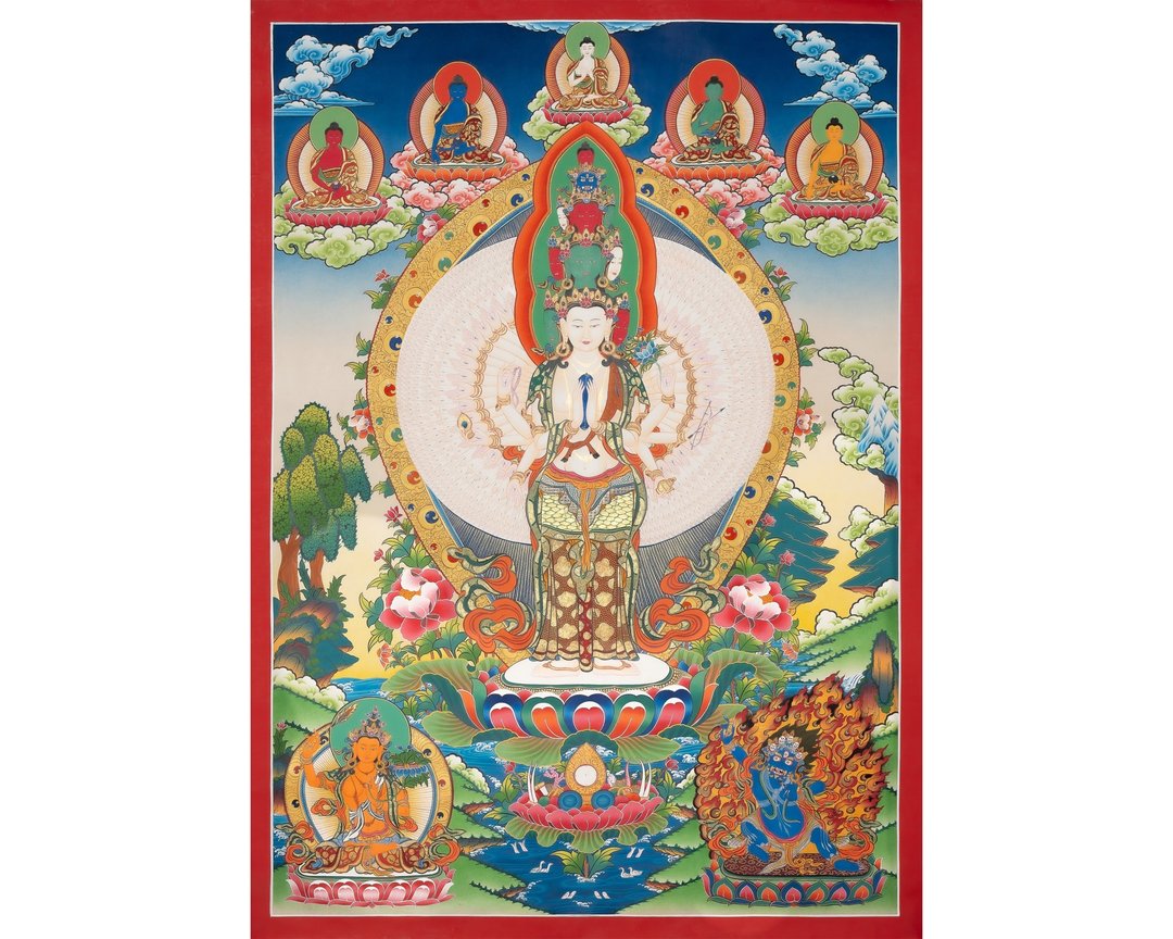观音菩萨手工唐卡——以24K金展现慈悲之光 - 墙贴/壁贴 - 其他材质 多色