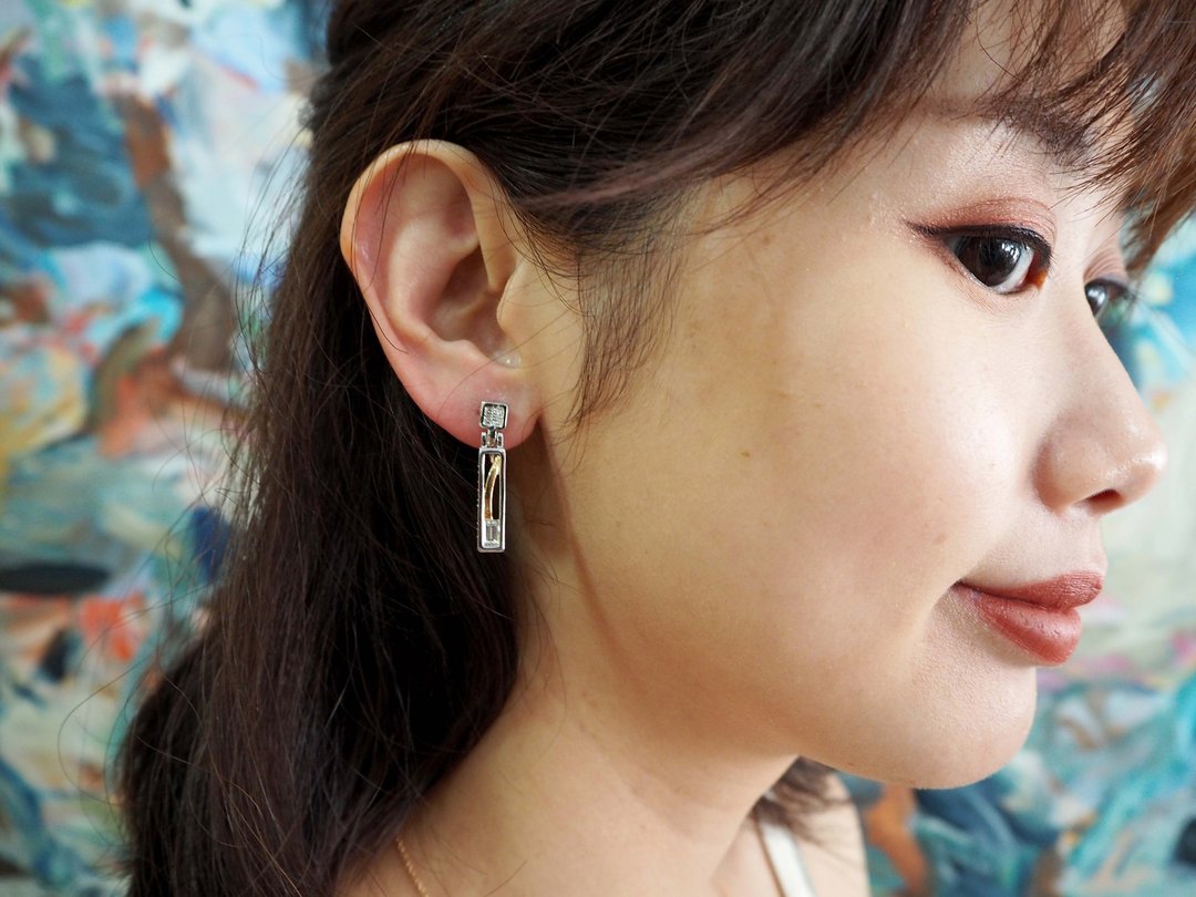 Givenchy纪芃希中古镀银长方柱夹耳环 日本二手古着贵妇珠宝首饰 - 耳环/耳夹 - 其他材质 银色