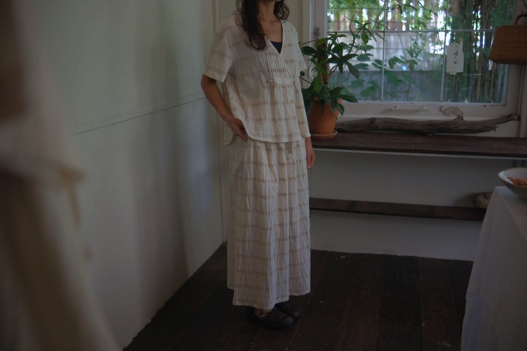 宽管裤 | 特殊织纹棉 | 自然色系 - 女装长裤 - 棉 白色