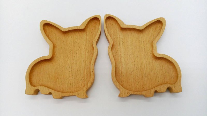 微森林．十月旺．原木侍餐盘．汪星人造型．山毛榉 - 浅碟/小碟子 - 木头 金色