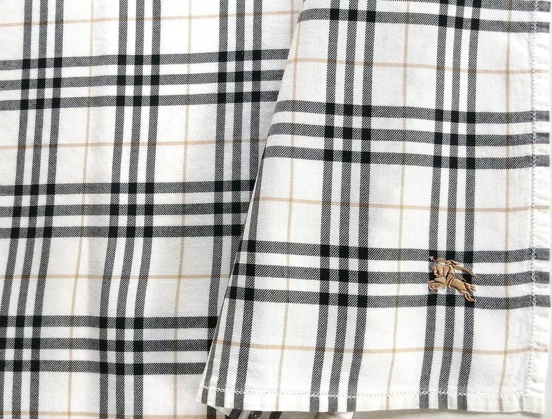 Burberry 古董手帕 口袋巾 白色 Nova Check 18.5 x 18.5 英寸 - 丝巾 - 棉 白色