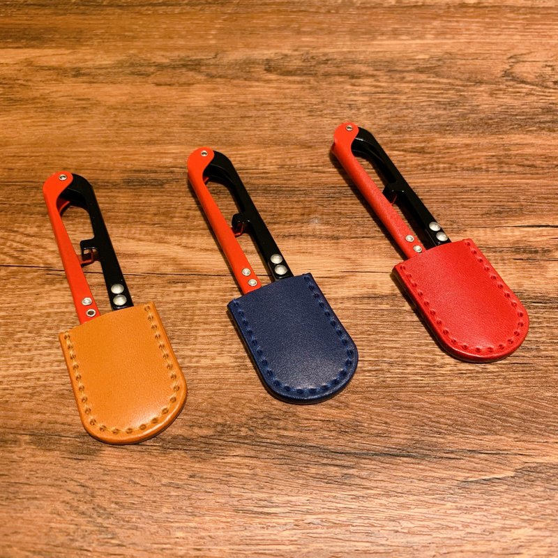 【植鞣革牛皮线剪套/纱剪套 加赠高碳钢弹簧线剪】 - 零件/散装材料/工具 - 真皮 橘色