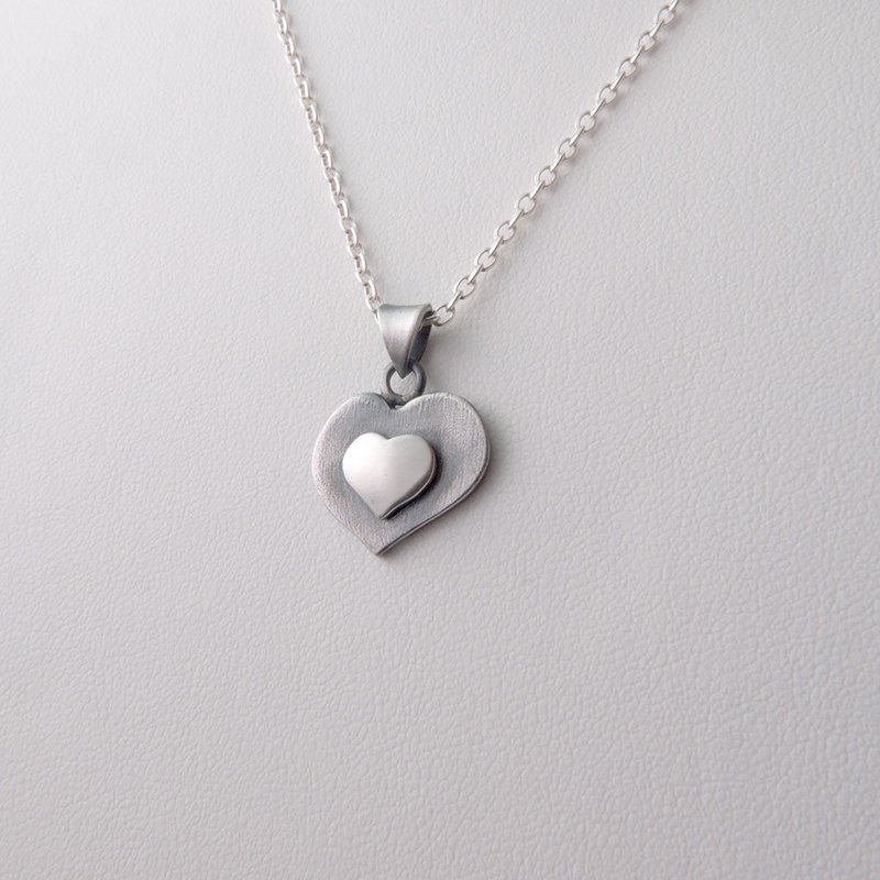 相亲相爱 - 纯银心型项链 - 项链 - 银 银色