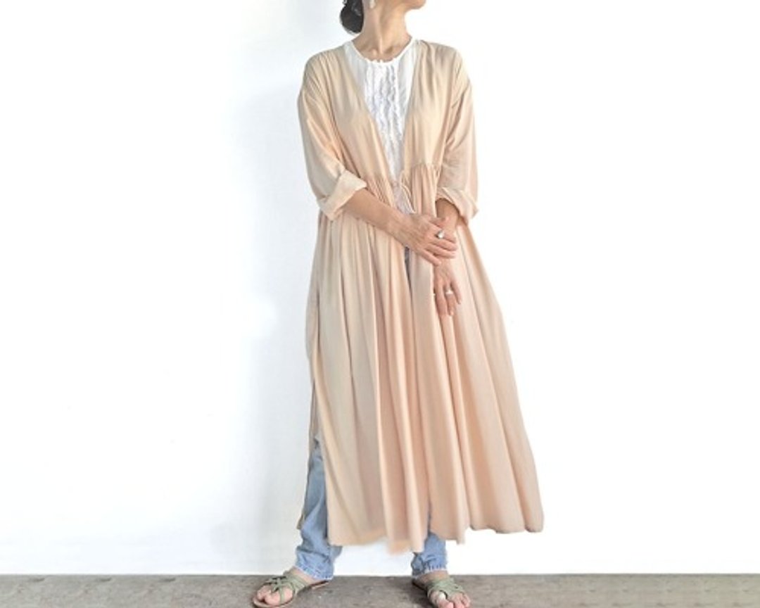 Pinkoi 代购 - 薄型人造丝心型礼服裙（米色） - 洋装/连衣裙 - 棉．麻 