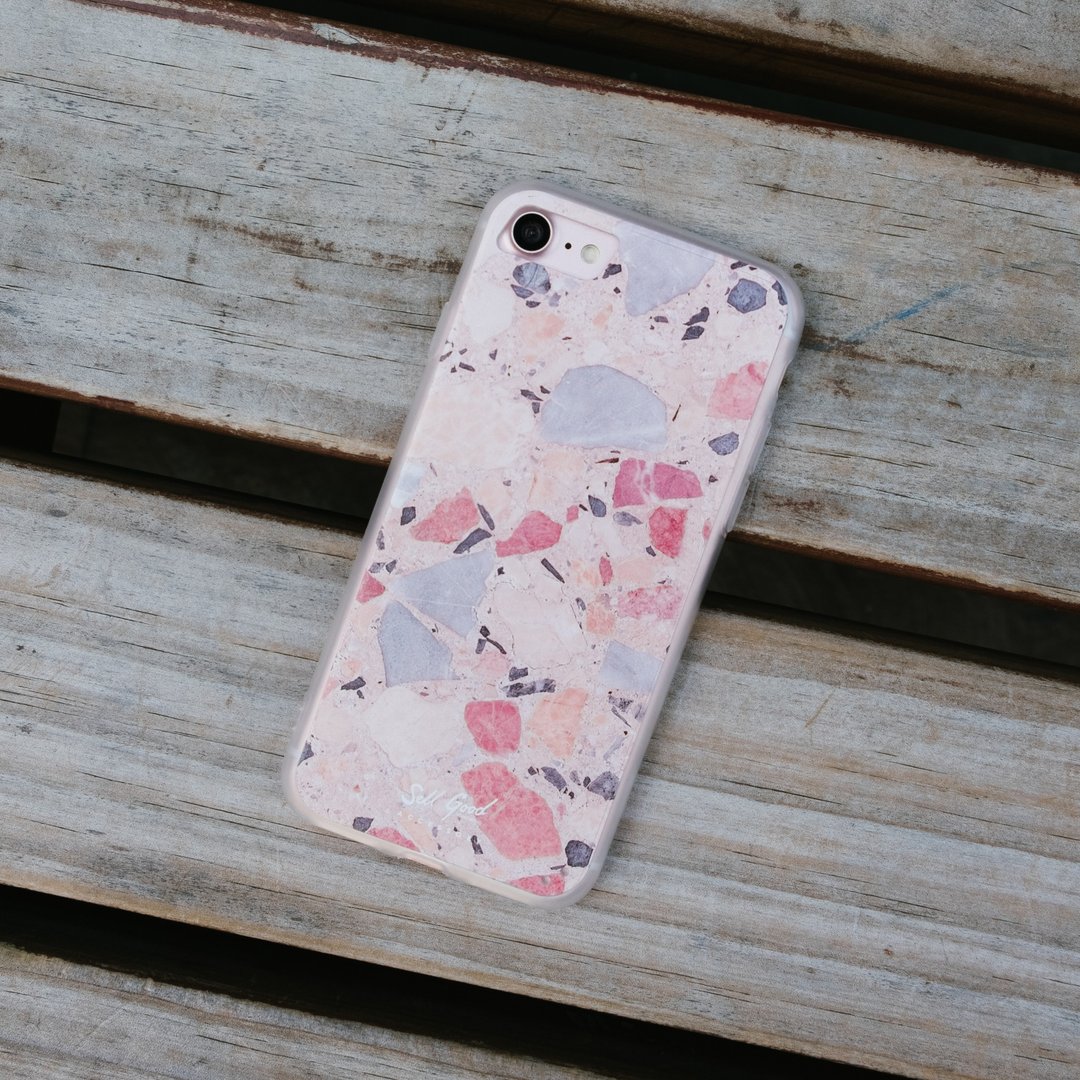 原创粉红磨石 iPhone Samsung 手机保护壳 硬壳 透明软边 - 手机壳/手机套 - 硅胶 粉红色