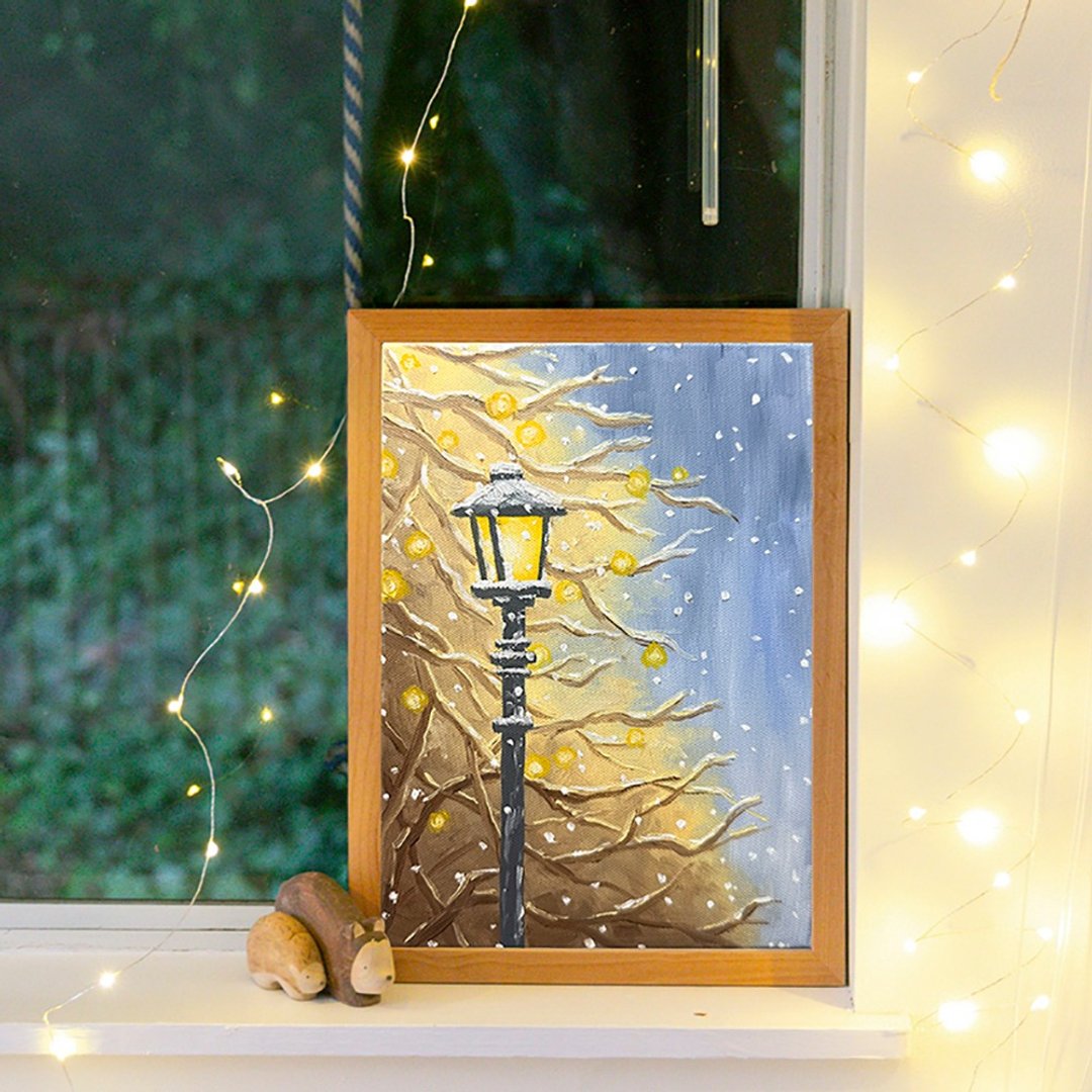 【体验】台中油画体验课程/静谧雪夜/台中画室 - 插画/绘画/写字 - 棉 